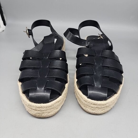 NWOB Steve Madden Marlin Black Leather Sandals Size 11 Shoes - Picture 3 of 6